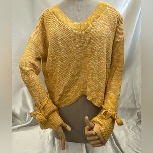 Express cropped flare sleeve yellow sweater